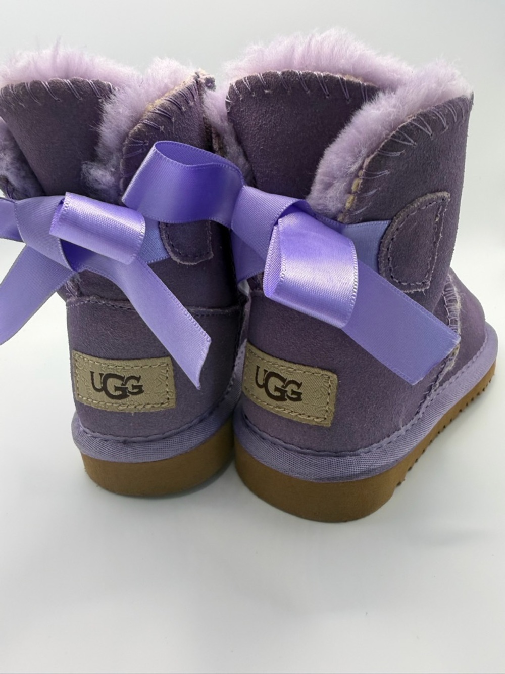 UGG Mini Bailey Bow Toddler Girls Purple Suede Boots US 9 EU 26